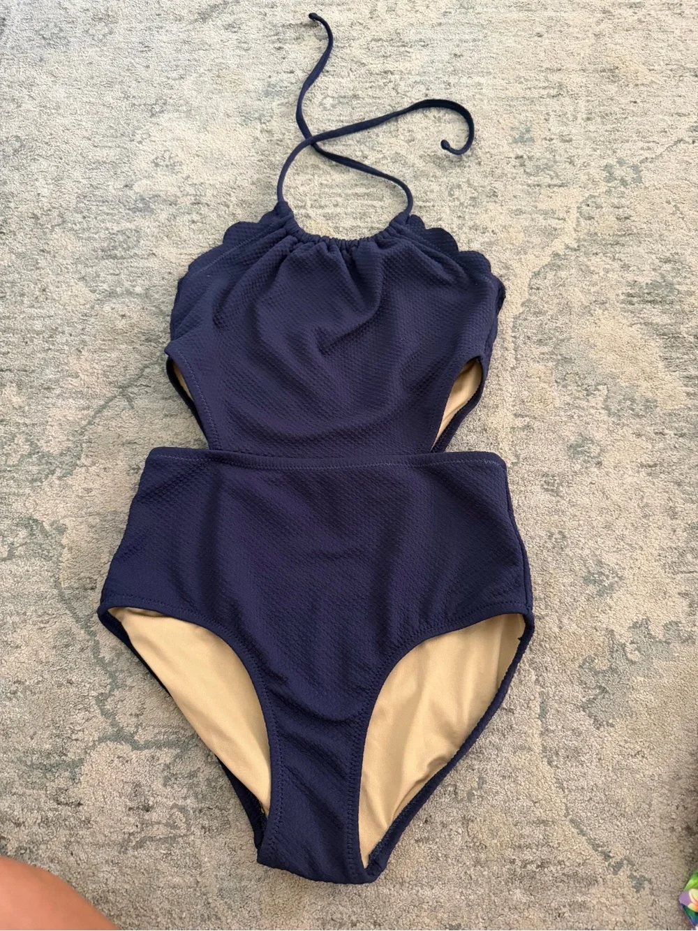 Old Navy Navy Textured Halter One-Piece Swimsuit - Kids